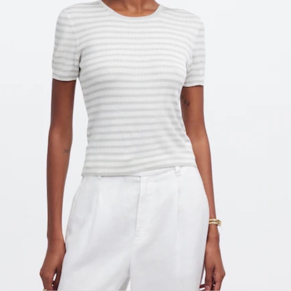 Madewell Women's Micro-Rib Sweater Tee Monument S